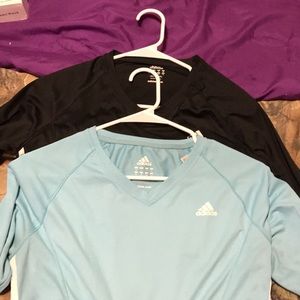Two addidas long sleeve shirts size large